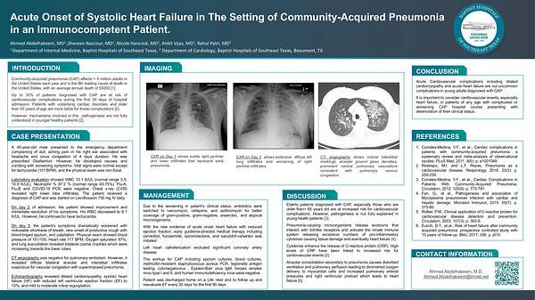 Acute Onset of Systolic Heart Failure in The Setting of Community-Acquired Pneumonia in an Immunocompetent Patient
