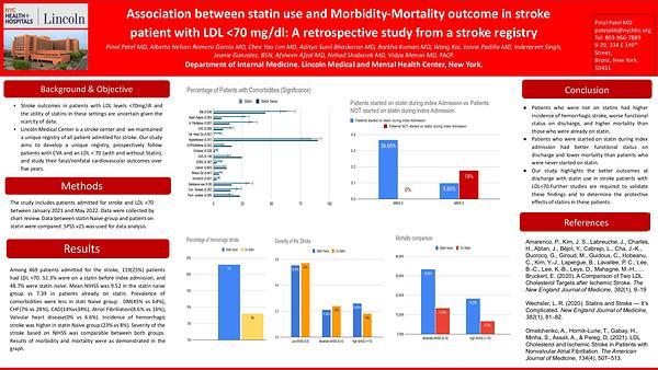 Association between statin use and Morbidity-Mortality outcome in stroke patient with LDL <70 mg/dl: A retrospective study from a stroke registry
