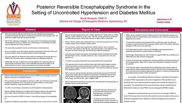 Posterior Reversible Encephalopathy Syndrome in the Setting of Uncontrolled Hypertension and Diabetes Mellitus