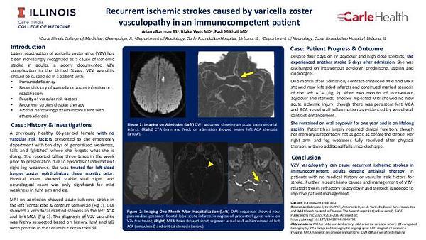 Recurrent ischemic strokes caused by varicella zoster vasculopathy in an immunocompetent patient