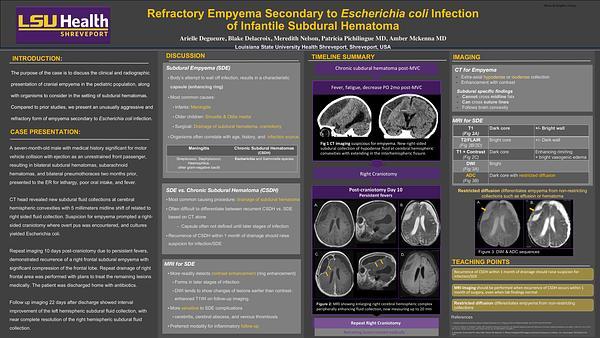 Refractory Empyema Secondary to Escherichia coli Infection of an Infantile Subdural Hematoma