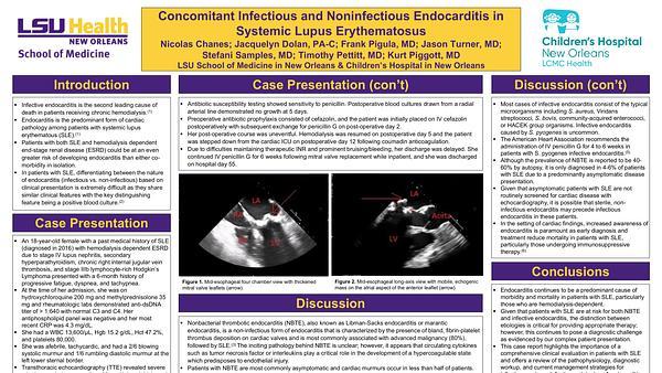 Concomitant Infectious and Noninfectious Endocarditis in Systemic Lupus Erythematosus