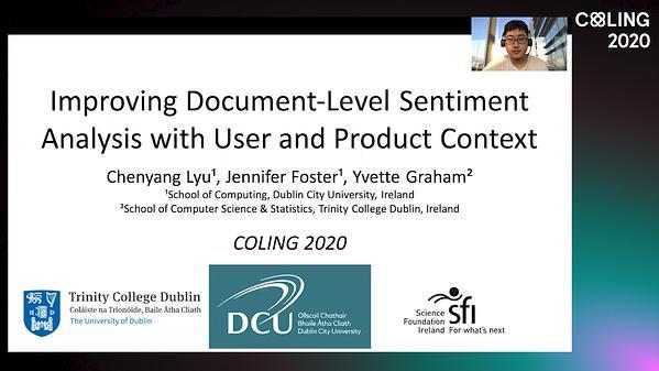 Improving Document-Level Sentiment Analysis with User and Product Context