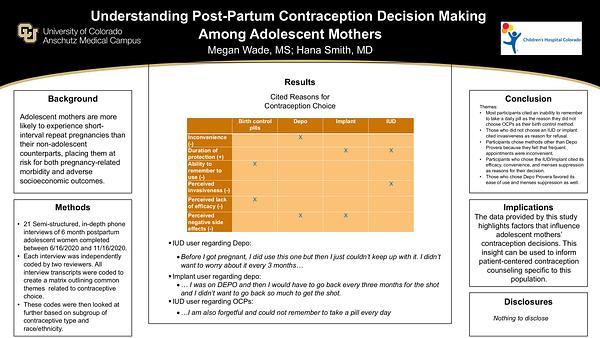 Postpartum Contraception Decision Making Among Adolescent Mothers