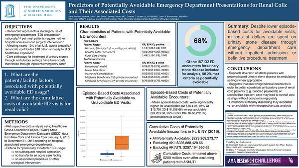 Predictors of Potentially Avoidable Emergency Department Presentations for Renal Colic and Their Associated Costs