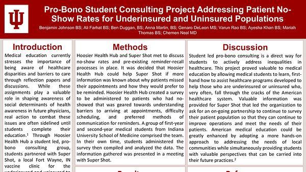 Pro-Bono Student Consulting Project Addressing Patient No-Show Rates for Underinsured and Uninsured Populations