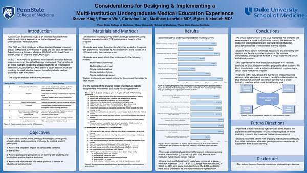 Considerations for Designing & Implementing a Multi-Institution Undergraduate Medical Education Experience