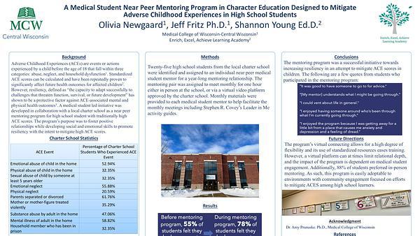 A Medical Student Near Peer Mentoring Program in Character Education Designed to Mitigate Adverse Childhood Experiences in High School Students