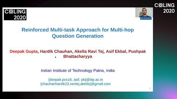 Reinforced Multi-task Approach for Multi-hop Question Generation