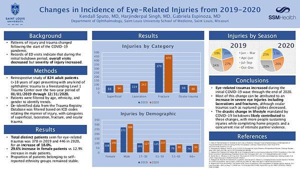 Changes in Incidence of Eye-Related Injuries from 2019 to 2020
