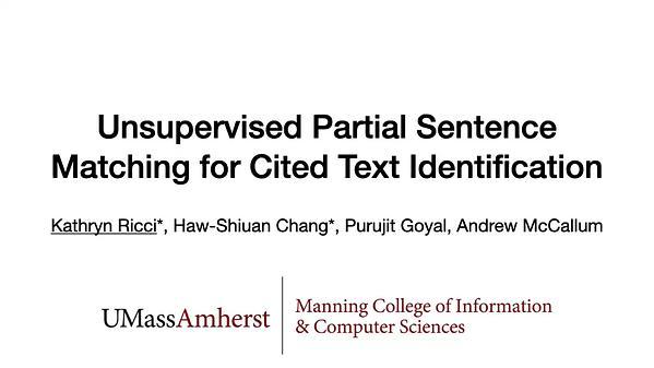 Unsupervised Partial Sentence Matching for Cited Text Identification