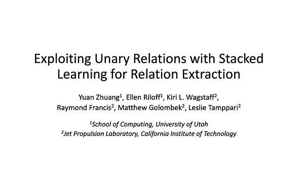 Exploiting Unary Relations with Stacked Learning for Relation Extraction
