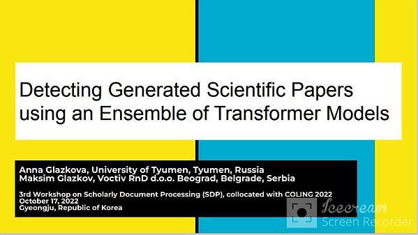 Detecting generated scientific papers using an ensemble of transformer models