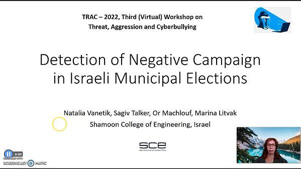 Detection of Negative Campaign in Israeli Municipal Elections