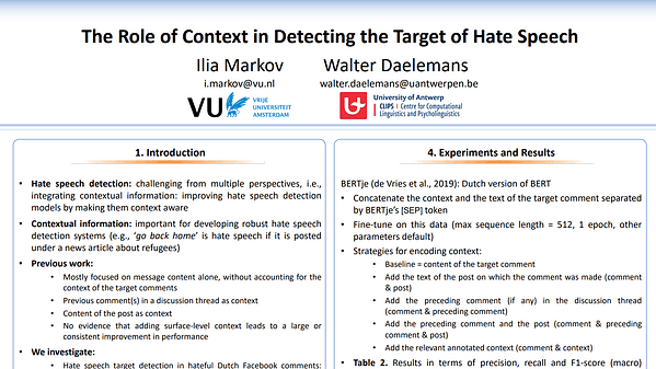 The Role of Context in Detecting the Target of Hate Speech