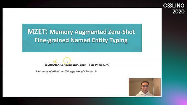 MZET: Memory Augmented Zero-Shot Fine-grained Named Entity Typing