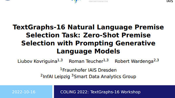 TextGraphs-16 Natural Language Premise Selection Task: Zero-Shot Premise Selection with Prompting Generative Language Models