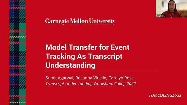 Model Transfer for Event tracking as Transcript Understanding for Videos of Small Group Interaction
