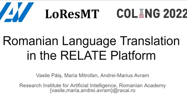 Romanian language translation in the RELATE platform