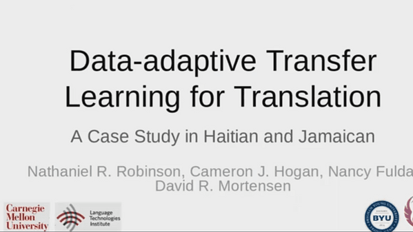 Data-adaptive Transfer Learning for Translation: A Case Study in Haitian and Jamaican