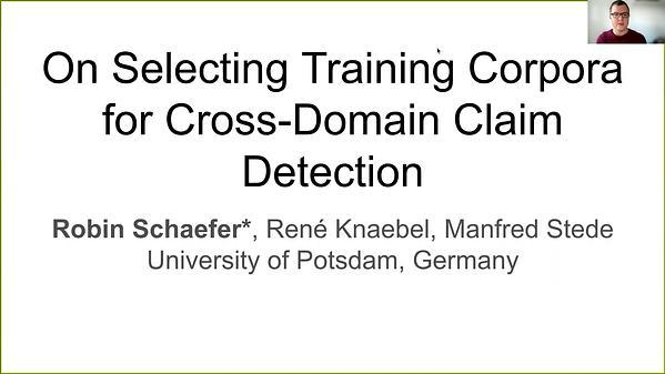On Selecting Training Corpora for Cross-Domain Claim Detection