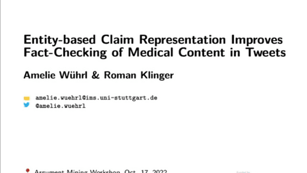 Entity-based Claim Representation Improves Fact-Checking of Medical Content in Tweets