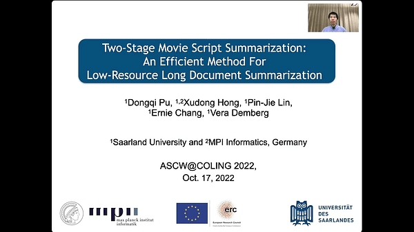Two-Stage Movie Scripts Summarization: An Efficient Method For Low-resource Long Documents Summarization