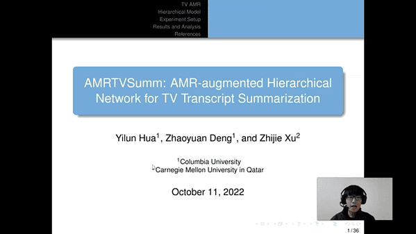 AMR-augmented Hierarchical Network for TV TranscriptSummarization
