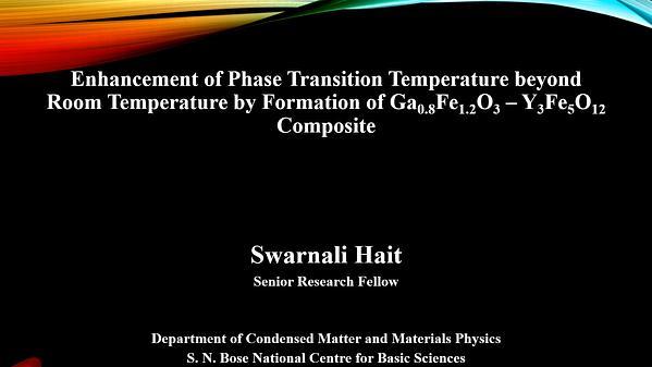 Enhancement of phase transition temperature beyond room temperature by formation of Ga0.8Fe1.2O3 – Y3Fe5O12 composite