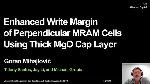 Enhancing write margin of perpendicular MRAM cells using thick MgO cap layer