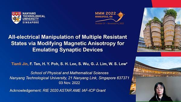 All electrical Manipulation of Multiple Resistant States via Modifying Magnetic Anisotropy for Emulating Synaptic Memory