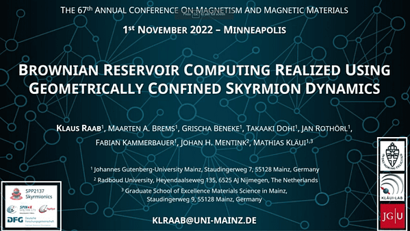 Brownian Reservoir Computing Realized Using Geometrically Confined Skyrmions