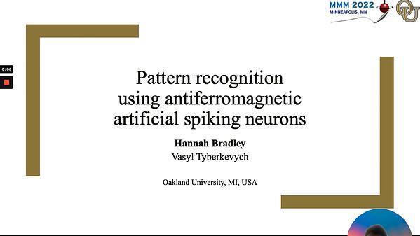 Pattern Recognition Using Antiferromagnetic Artificial Spiking Neurons