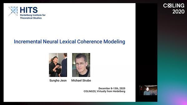 Incremental Neural Lexical Coherence Modeling