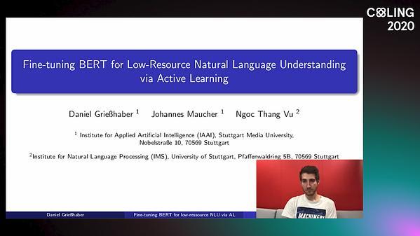 Fine-tuning BERT for Low-Resource Natural Language Understanding via Active Learning