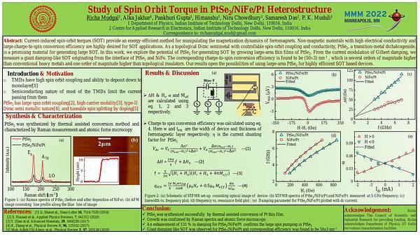 Study of Spin Orbit Torque in PtSe2/NiFe/Pt Heterostructure