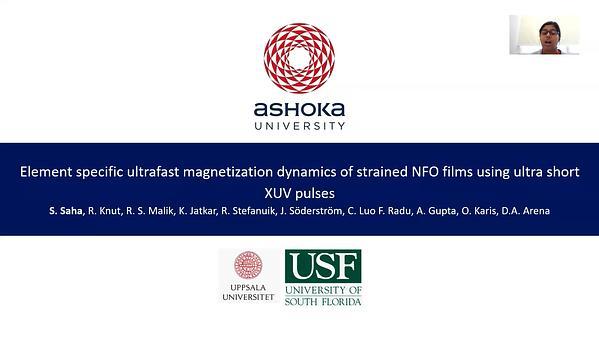Element specific ultrafast magnetization dynamics of strained NFO films using ultra short XUV pulses
