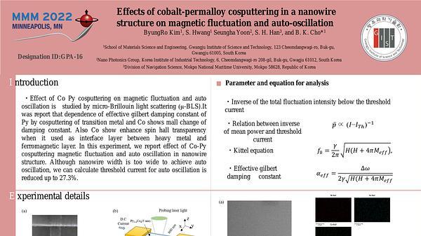 Effects of Permalloy Cobalt Cosputtering in a Nanowire Structure on Magnetic Fluctuation and Auto