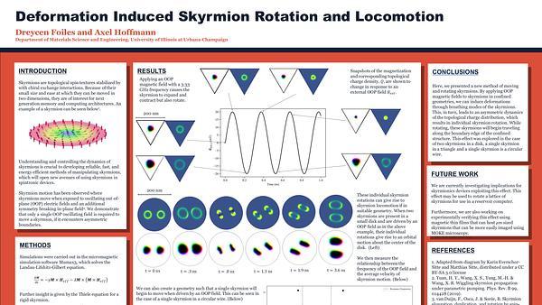 Deformation Induced Skyrmion Rotation and Locomotion