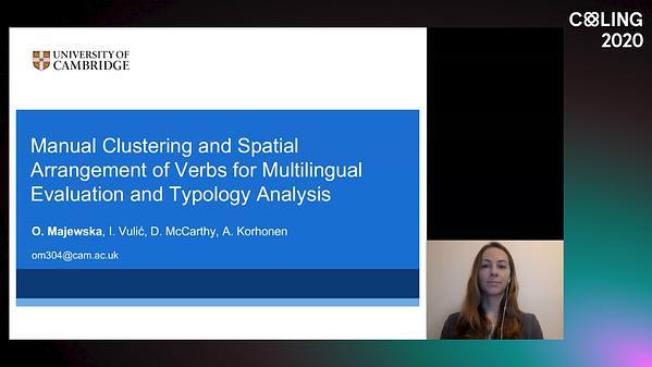 Manual Clustering and Spatial Arrangement of Verbs for Multilingual Evaluation and Typology Analysis