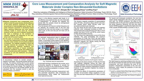 Core Loss Measurement and Analysis for Soft Magnetic Materials Under Complex Non Sinusoidal Excitations