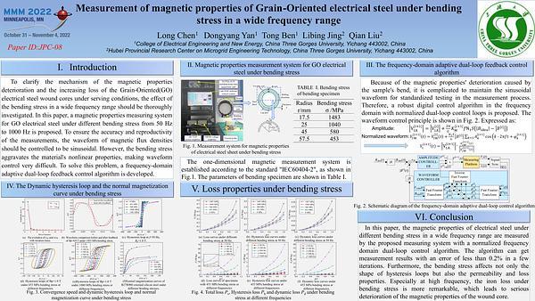 Measurement of magnetic properties of grain oriented electrical steel under bending stress in a wide frequency range