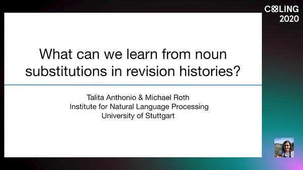 What can we learn from noun substitions in revision histories?