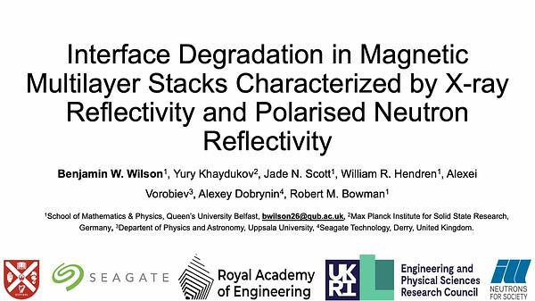 Interface Degradation in Magnetic Multilayer Stacks Characterised by X Ray Reflectometry and Polarised Neutron Reflectometry