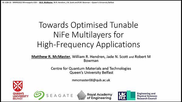 Towards Optimised Tunable NiFe Multilayers for High Frequency Applications