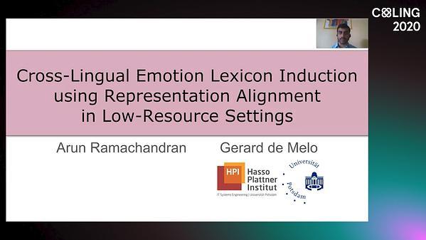Cross-Lingual Emotion Lexicon Induction using Representation Alignment in Low-Resource Settings