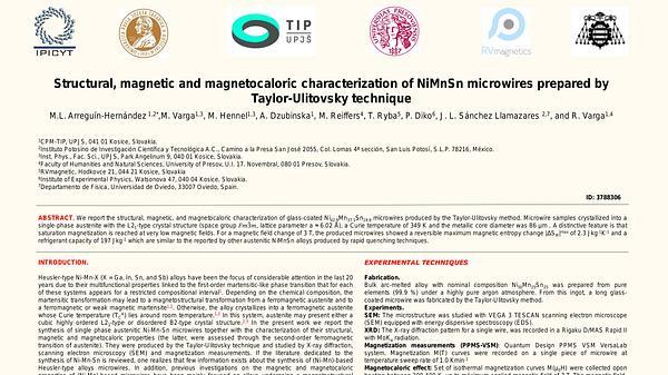 Structural, magnetic and magnetocaloric characterization of Ni2MnSn microwires prepared by Taylor Ulitovsky technique