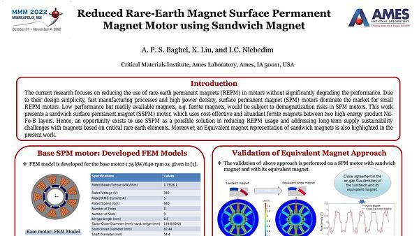 Design and Analysis of Reduced Rare Earth Magnet Surface Permanent Magnet Motor using Sandwich Magnets