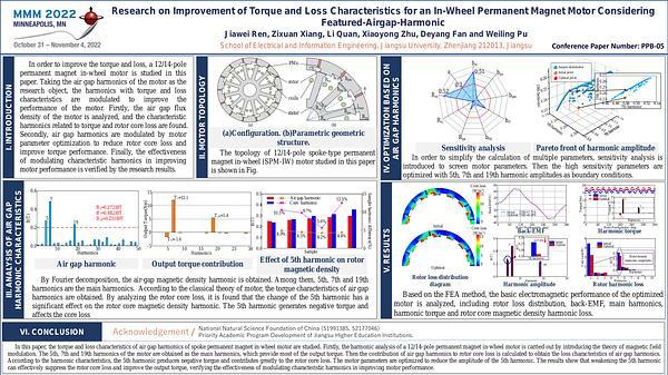 Research on Improvement of Torque and Loss Characteristics for an In Wheel Permanent Magnet Motor Considering Featured