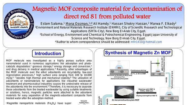 Magnetic MOF composite material for decontamination of direct red 81 from polluted water